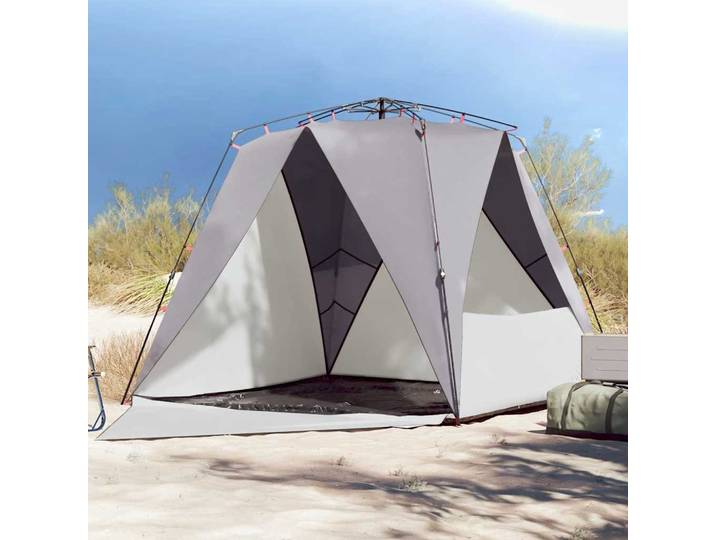 vidaXL Strandzelt 4 Personen Grau Quick Release Wasserdicht