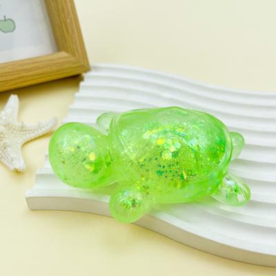 JoyToys Cute Squishy Turtle Toy Glitter Sensory Stress Relief Squeeze Fidget For Kids & Adults 1pc Green