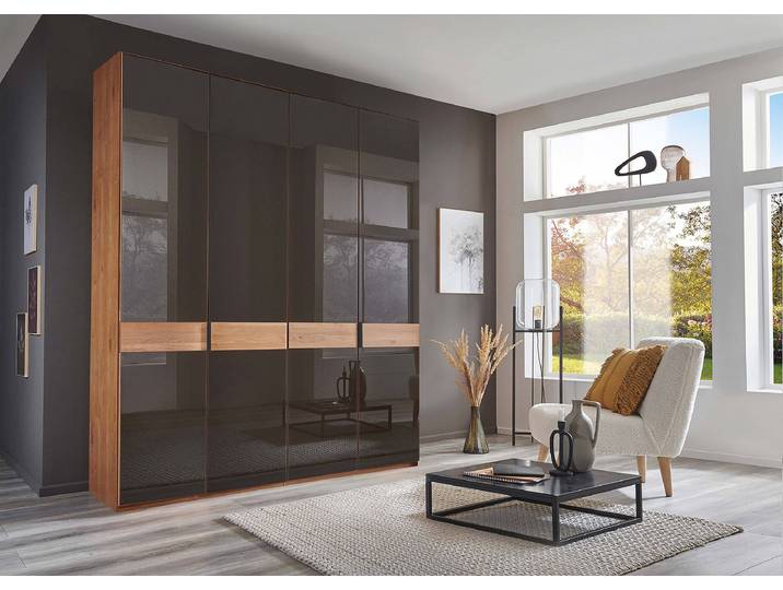 Drehtürenschrank - Glastür B 197 x 236cm Braun/Mokka Erle