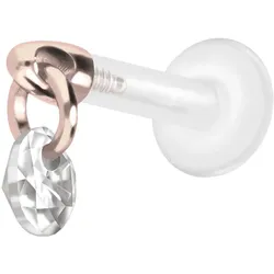 PTFE Labret mit Innengewinde + Titan-Aufsatz RUNDER KRISTALL