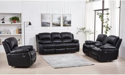 Betsy Furniture 3 Piece Bonded Leather Reclining Living Room Set, Sofa, Loveseat and Glider Chair