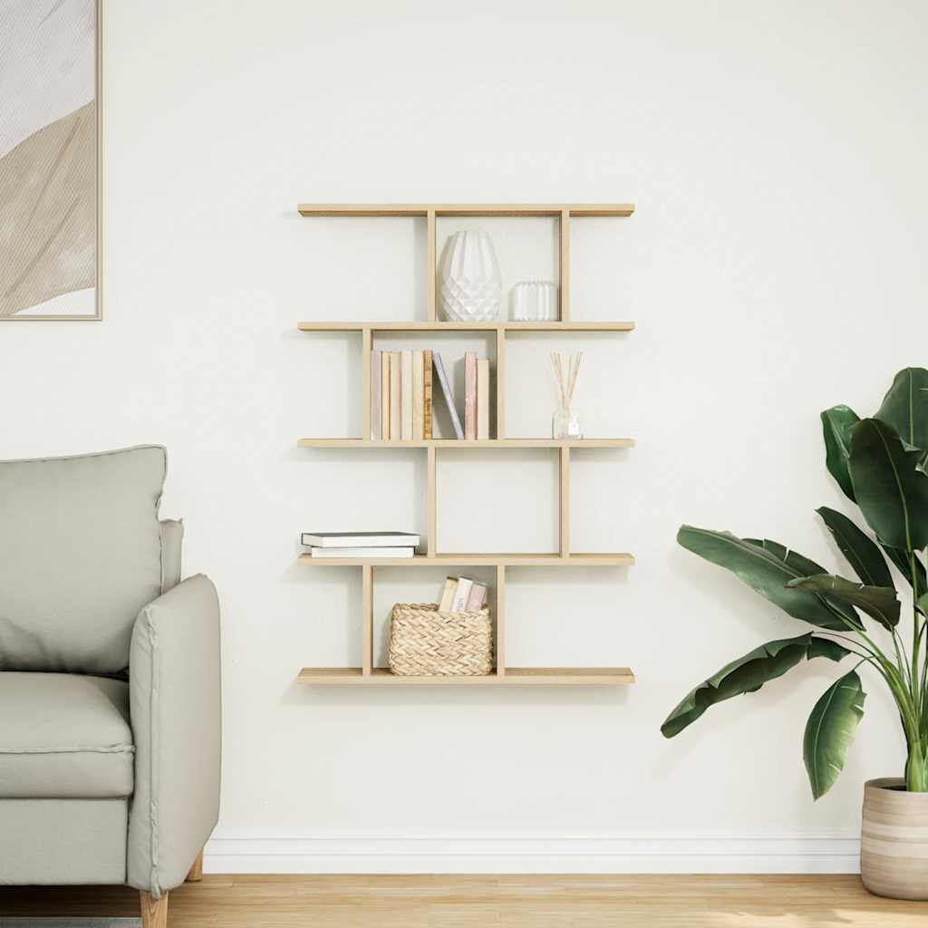 Latitude Run Aythan 12 Piece Bracket Shelf Sonoma Oak 100cm H X 70cm W X 18cm D