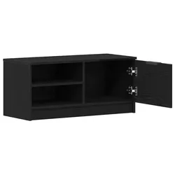 Helloshop26 - Moderner TV-Ständer mit praktischem Stauraum 80 x 35 x 36 cm zeitgemäßes Design schwarzes Holzwerkstoff