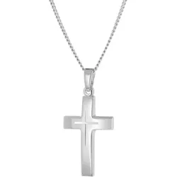trendor 21168 Halskette mit Kreuz-Anhänger für Damen & Jugendliche 925 Silber, 40 cm