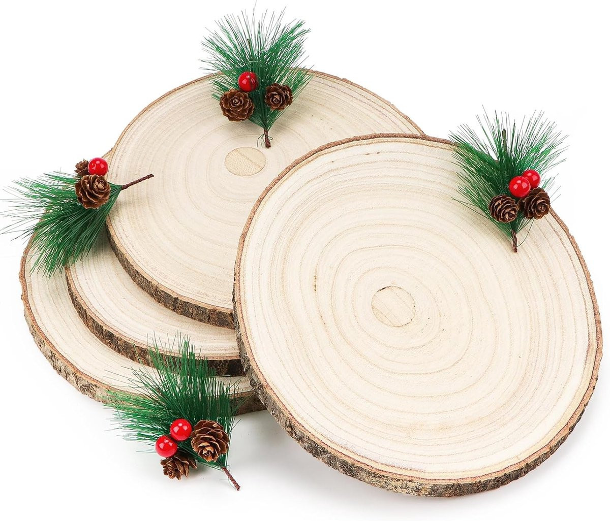 Ronde houten schijven voor DIY kerstkransen en kerstdecoratie, 20-23 cm