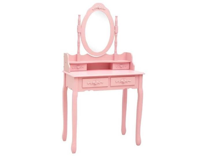 Remise Meuble cosmétique - Rose - Ensemble de coiffeuse avec tabouret - Rose - 75x69x140cm - Paulownia_rgj35t
