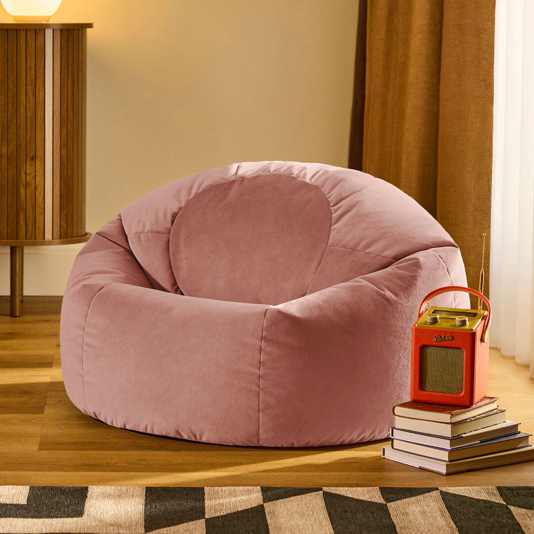 icon Kingston Classic Velvet Bean Bag Chair Taupe Bean Bags Dusk Pink
