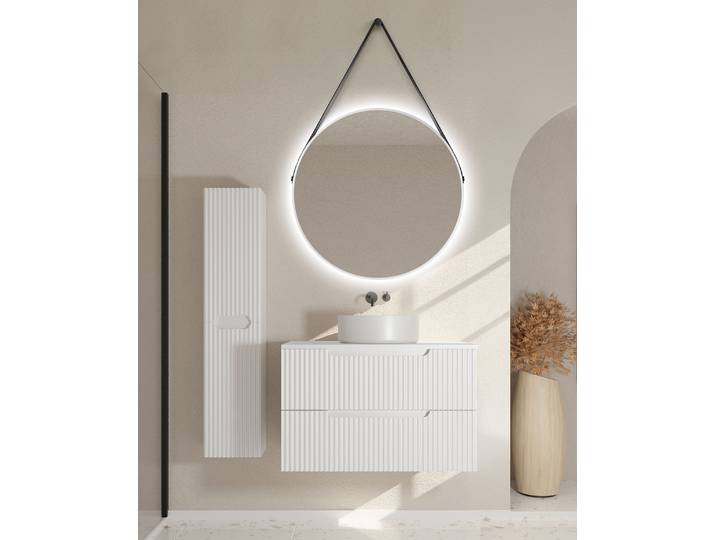 Badset COLORIA Typ E Rund 3-teilig 102 x 142 x 46cm Weiß/Weiß