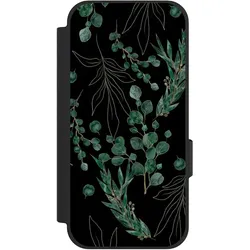 Nivocase Klapphülle für Google Pixel 10a Handyhülle aus Kunst Leder NIVOflip schwarz Blätter Natur (Google Pixel 10a), Smartphone Hülle, Schwarz