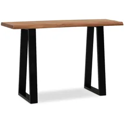 Schreibtisch Massivholz Industriell | 118x41 cm Akazie Live-Edge | Goldbraun-Schwarz | Schmal & Platzsparend | Weser Kollektion | Kadima Design