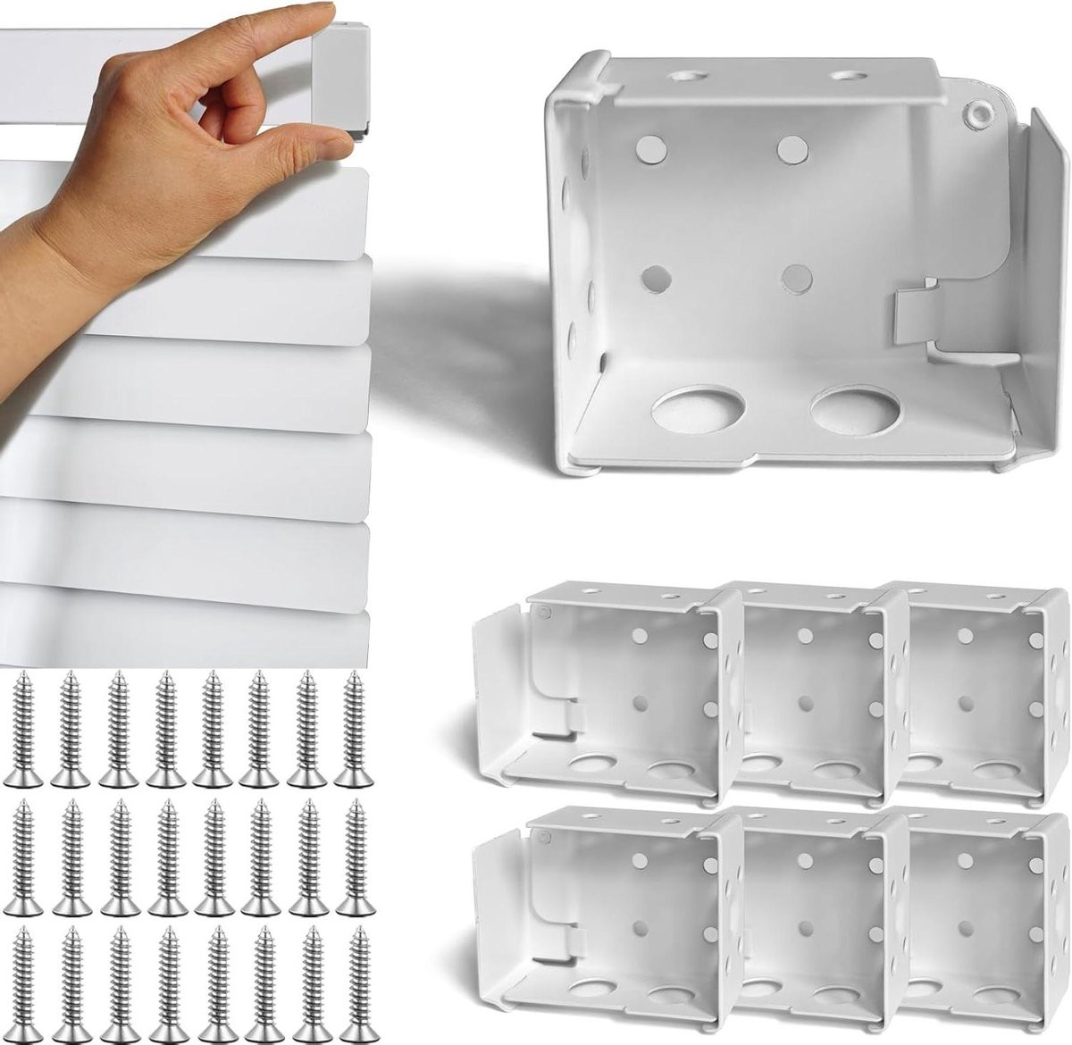 Wit Mini Jaloezie Beugels van Staal voor Raambekleding, 2 inch