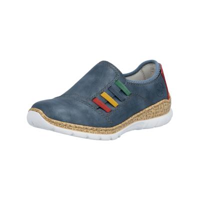Slipper RIEKER "Rieker Slipper Lederimitat", Damen, Gr. 38, blau, Lederimitat, Schuhe Slipper