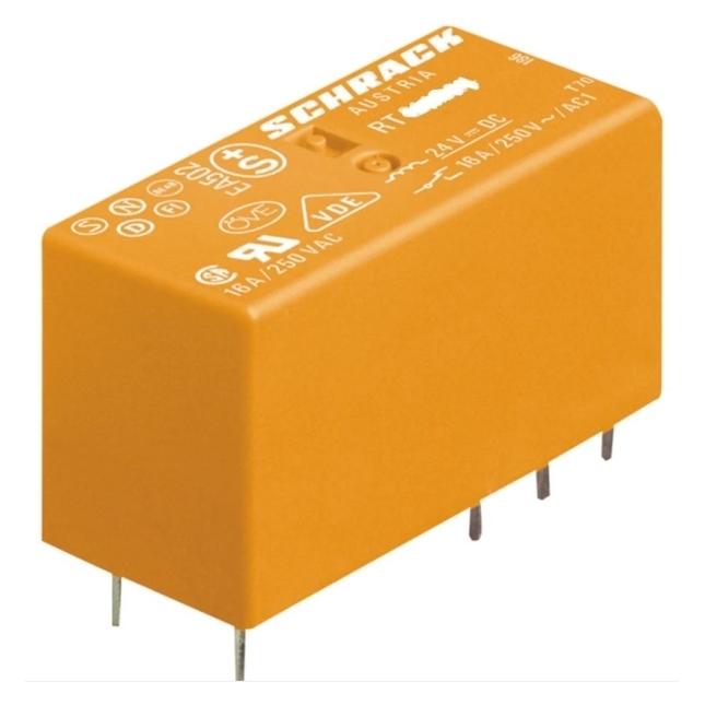 Schrack Leistungs - Printrelais 2 Wechsler 8 A 24 V DC Serie RT 5mm (9004839019142)