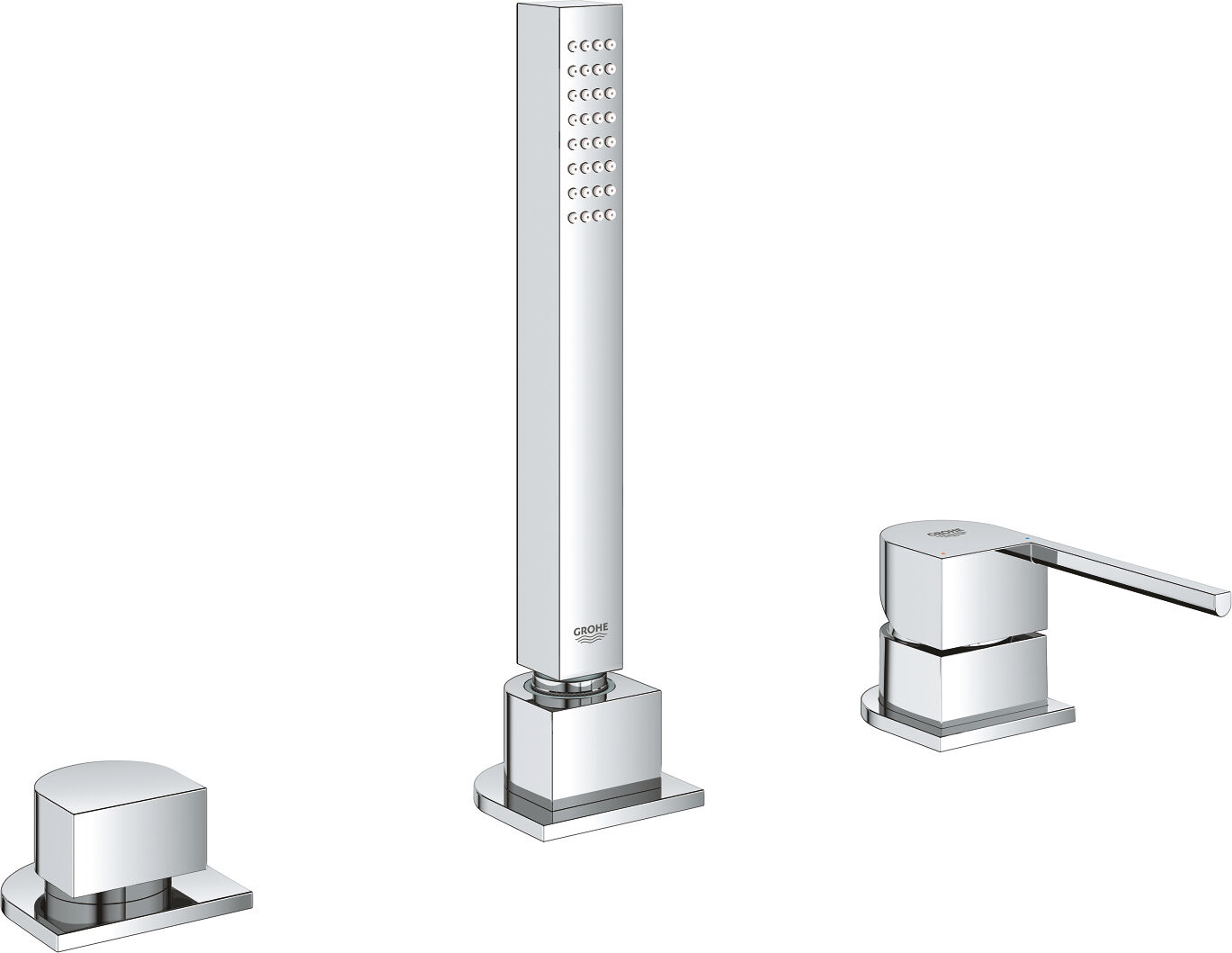 Grohe Plus Combinaison baignoire 3 trous 23845003 Bain / douche inverseur, avec limiteur de température, chrome