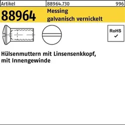 Hülsenmutter R 88964 Liko IG M6x 15 Messing galv. vernickelt 100 Stück