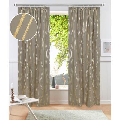 Vorhang OTTO HOME "Prag" Gr. 2, gold (taupe), B:130cm H:175cm, Polyester, Gardinen, Verdunkelungsvorhang, einseitiger Foliendruck mit Wellen