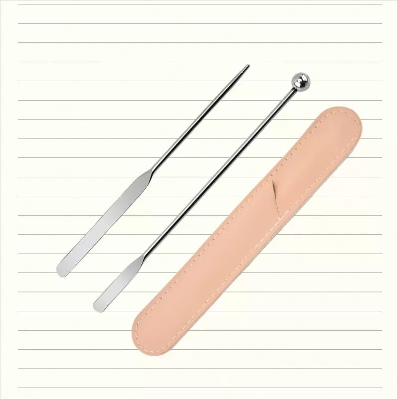 INF 2-teiliges Make-up-Werkzeugset: Edelstahl-Foundation-Spatel und Mischstab B