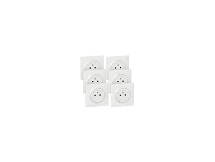 LEGRAND - Prise Electrique Murale 16A avec Terre dooxie Surface + Plaque Carrée - Prise 2P + T Affleurante avec Fond Rétractable - Fabriqué En France - Blanc - Lot de 6