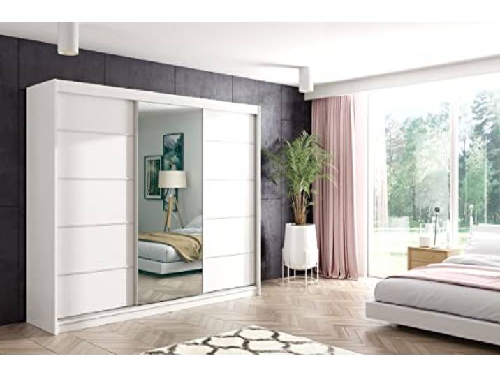 ALTDECOR Schwebetürenschrank mit Spiegel und LED Maki - 240x216