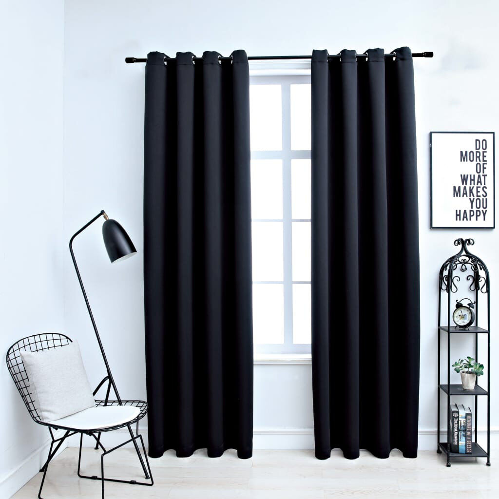 Ebern Designs Korkmaz Blackout Curtain Black Width 140 x Drop 225cm