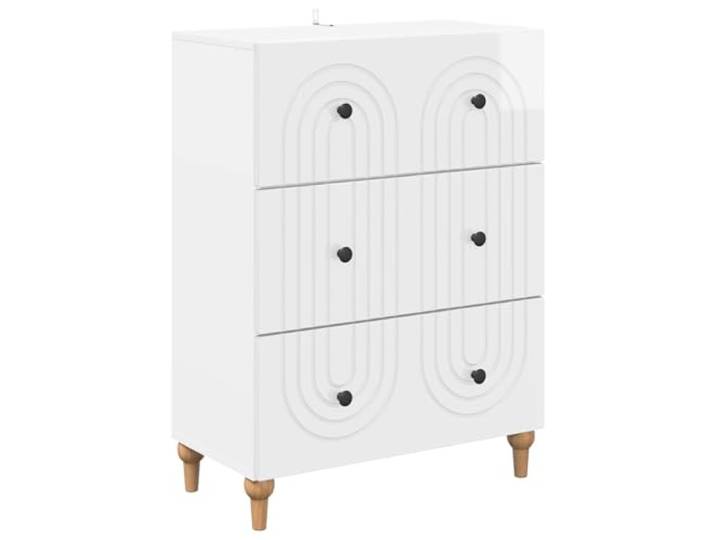WXGTBKPR Schubladenschrank Hochglanz Weiß Kommode mit 3 Schubladen für Wohnzimmer Schlafzimmer 66 x 34,5 x 90 cm