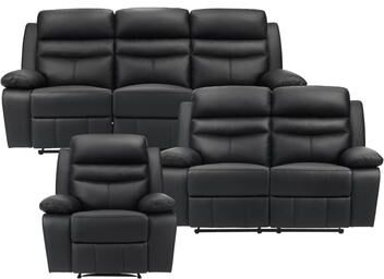 Fremont & Park Peperomia Leather 3-Piece Manual Double Reclining Living Room Sofa Set
