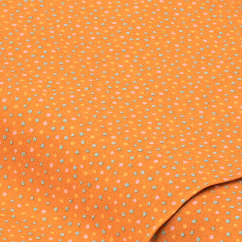 Baumwollstoff Pünktchen "Mona", orange/türkis/rosa