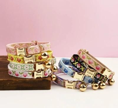 Uplift Essentials Premium Adjustable Metal Hardware Cat Collar & Leash Set style 6 s