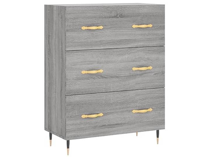 GHVBNMF Sideboard Grau Sonoma 69,5x34x90 cm Kommode mit Schubladen Schrank mit 3 Schubladen und Metallfüßen für Wohnzimmer und Schlafzimmer. Stabile Konstruktion für Dekoration.