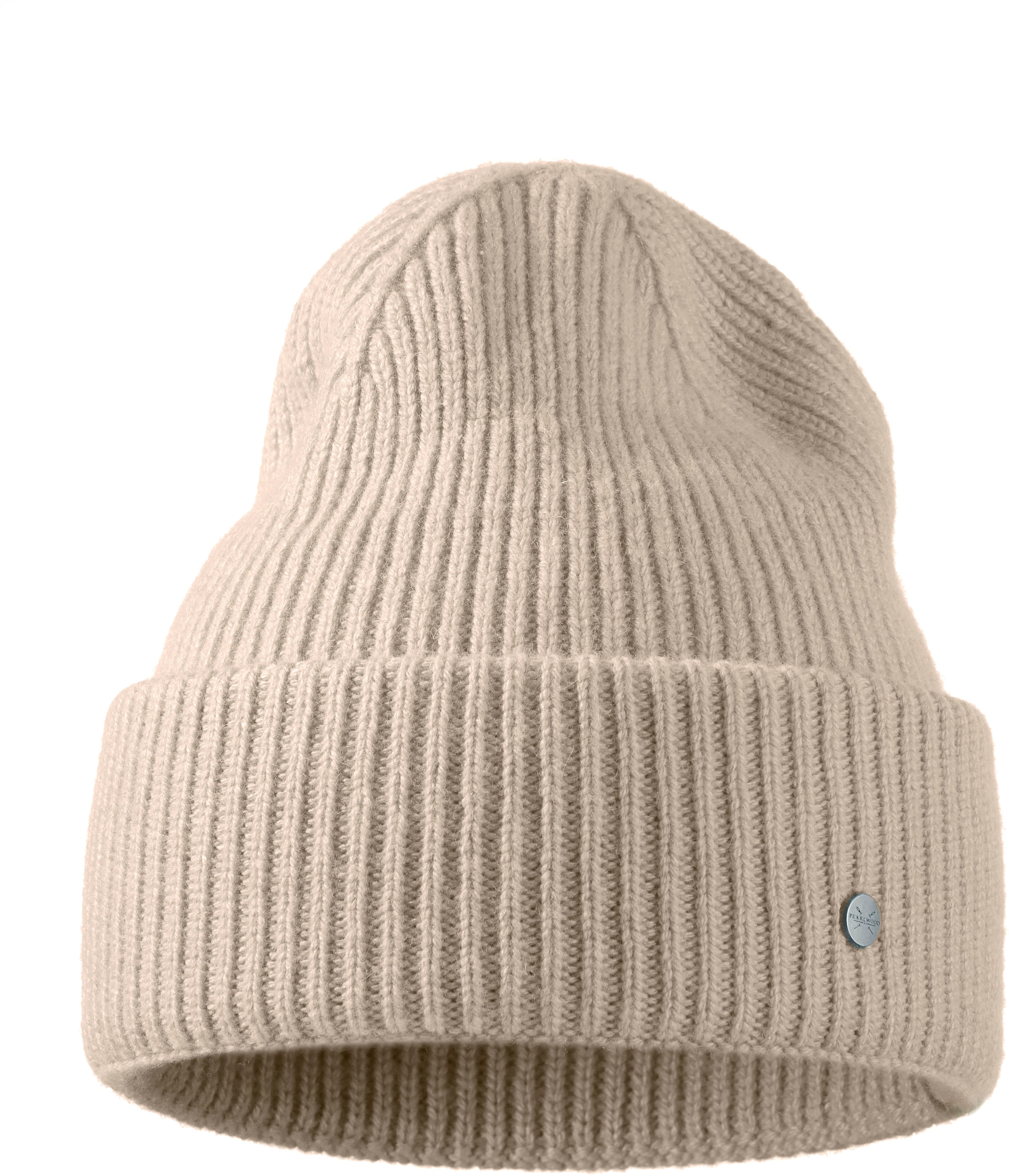 Strickmütze PEARLWOOD "IVA", Damen, beige (sand), Feinripp, Materialmix, unifarben, Mützen Strickmütze, Feinripp, breiter Umschlag, Temperaturregulierend, Wollanteil sand Einheitsgröße