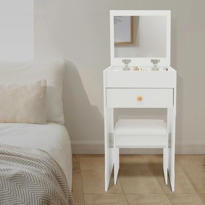 Drop Dash Deals White Makeup Vanity With Mirror, Drawer And Stool White Makeup Vanity With Mirror, Drawer And Stool