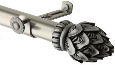 InStyleDesign Lotus Adjustable Satin Nickel Curtain Rod Set with Finial - satin nickel