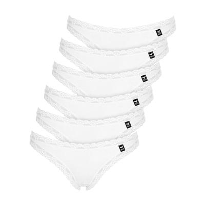 String LIKE IT "6er Pack Damen String Olivia", Damen, Gr. S, weiß, Obermaterial: 92% Polyamid PA. 8% Elasthan EL., Unterhosen String