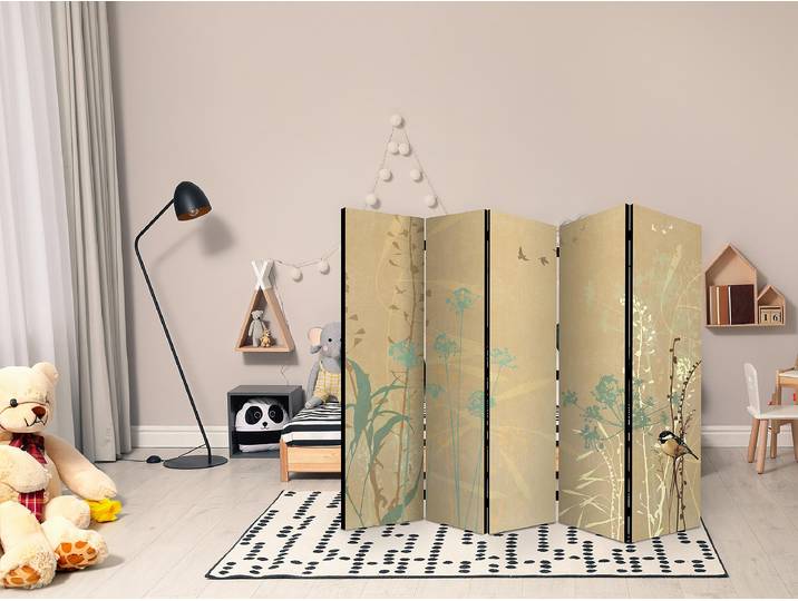 Paravent Tiny Bird 2-seitig Andere Beige 225 x 172cm