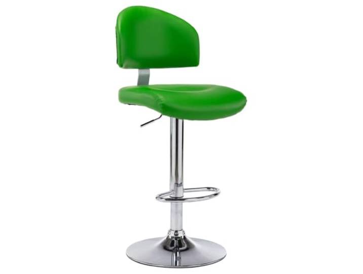 Barhocker Grün Kunstleder mit verchromtem Stahlgestell, höhenverstellbar Fußstütze, Gasdruckfeder, pflegeleichter Bezug, ergonomische Form, stabiles Stahlgestell
