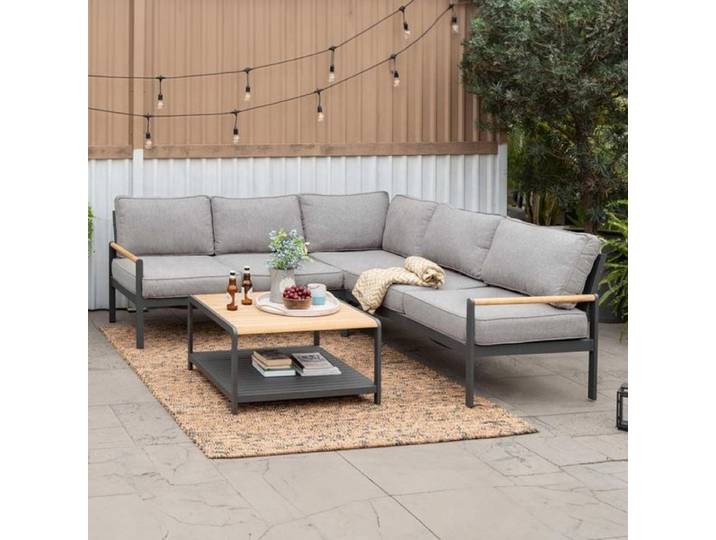 LifestyleGarden Amber Ecklounge inkl. Loungetisch Aluminium/Olefin Hellgrau