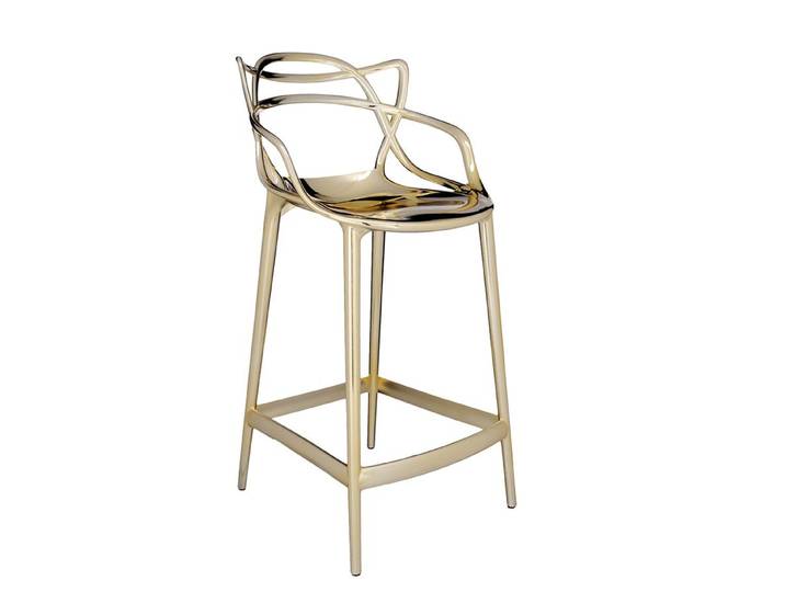 KARTELL tabouret MASTERS STOOL H 65 cm MÉTALLISÉS PRECIOUS COLLECTION (Or - Technopolymère thermoplastique recyclé métallisé)