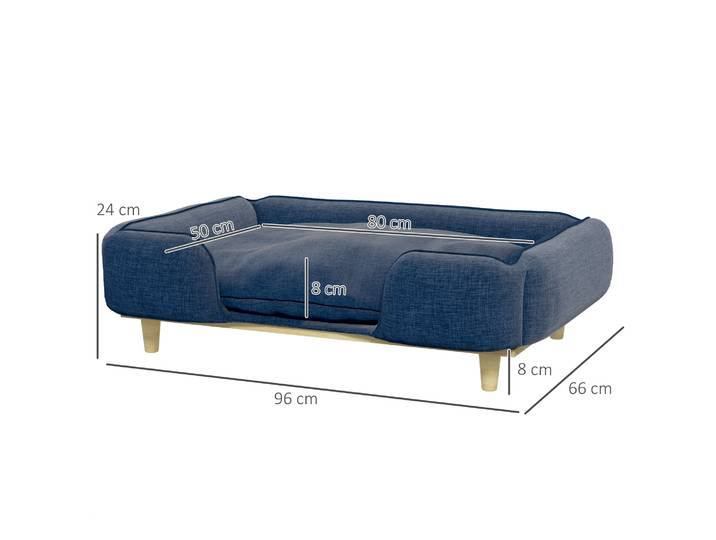 Pawhut Canapé pour grands chiens avec coussin lavable 96X66X24 cm Bleu