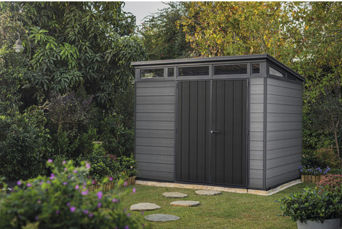 Gartenhaus Keter Cortina 9x7 inkl. Fußboden 279 x 218 cm grau Holzoptik