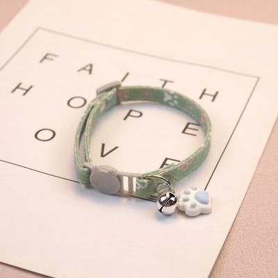 Inspired Finds Colorful Paw Print Pet Collar With Bell sage Pearl