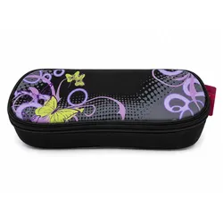 BRUNNEN Federmäppchen – Schmetterling-Design – Schwarz/Lila