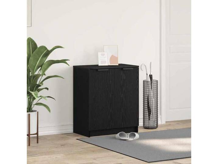 Cabinet rangement Noir - Cabinet à chaussures - avec étagère Chêne noir 59x35x70 cm A15365