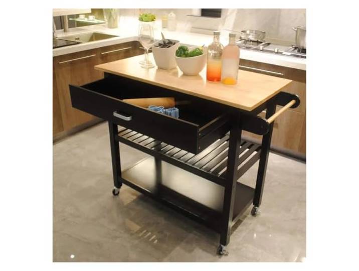 Dh2yjnbf3 Buffet-Schrank Arbeitstisch for die Zubereitung von Speisen in der Küche, Kleiner Kaffeewagenständer Eingangsbereich(Schwarz)