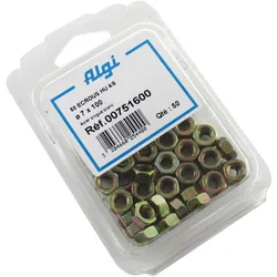 Algi, Muttern + Unterlegscheiben, Blister mit 50 Sechskantmuttern (M7)