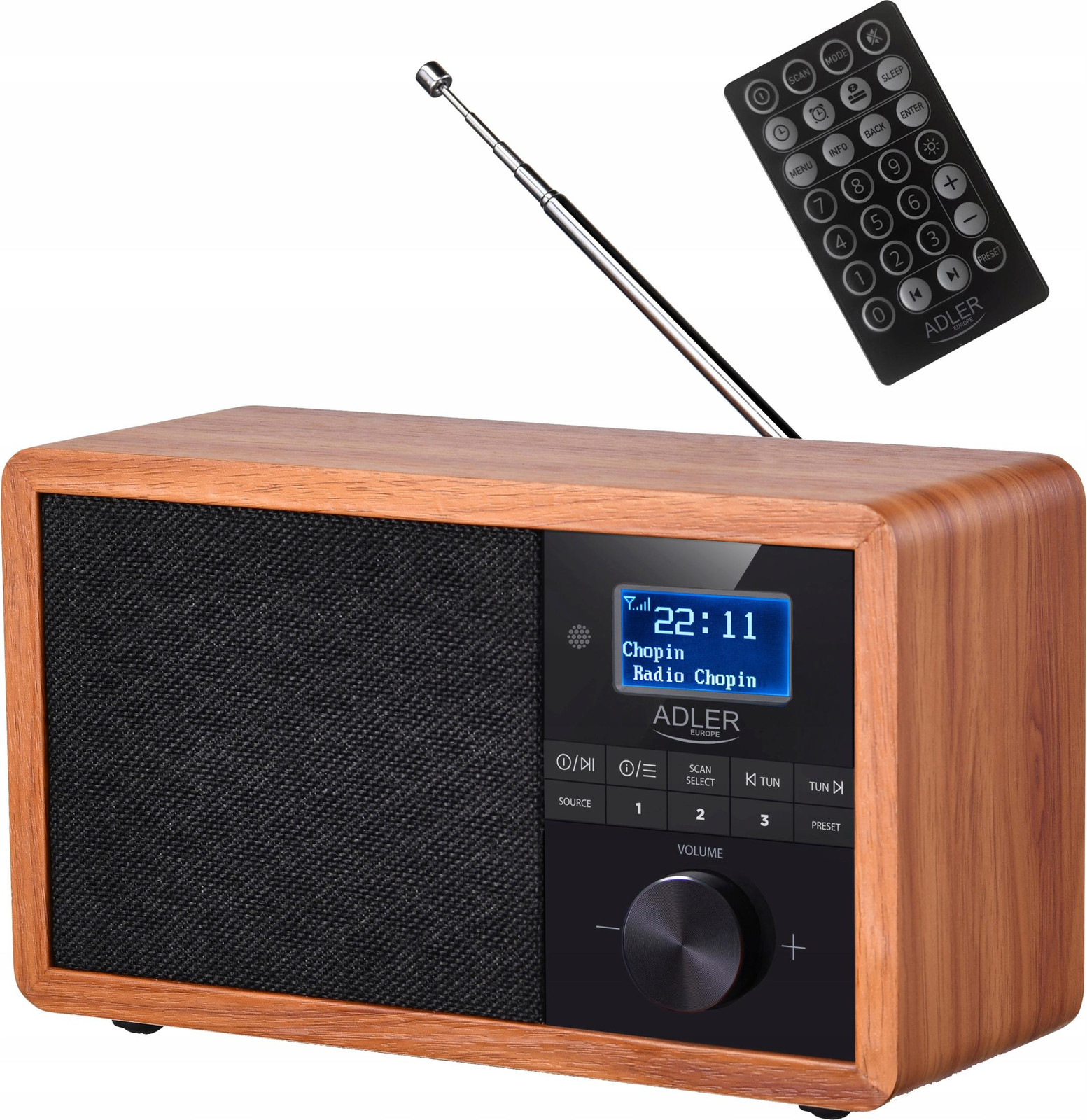 Adler AD 1184 Portable Digitale Radio - Zwart - Hout