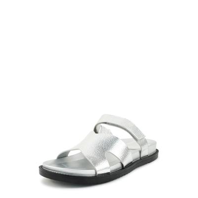 Sandale FINDLAY "DRIES", Damen, Gr. 38, silber (silberfarben), Lederimitat, Schuhe Sandale, mit ergonomischem Fußbett und Klettverschluss