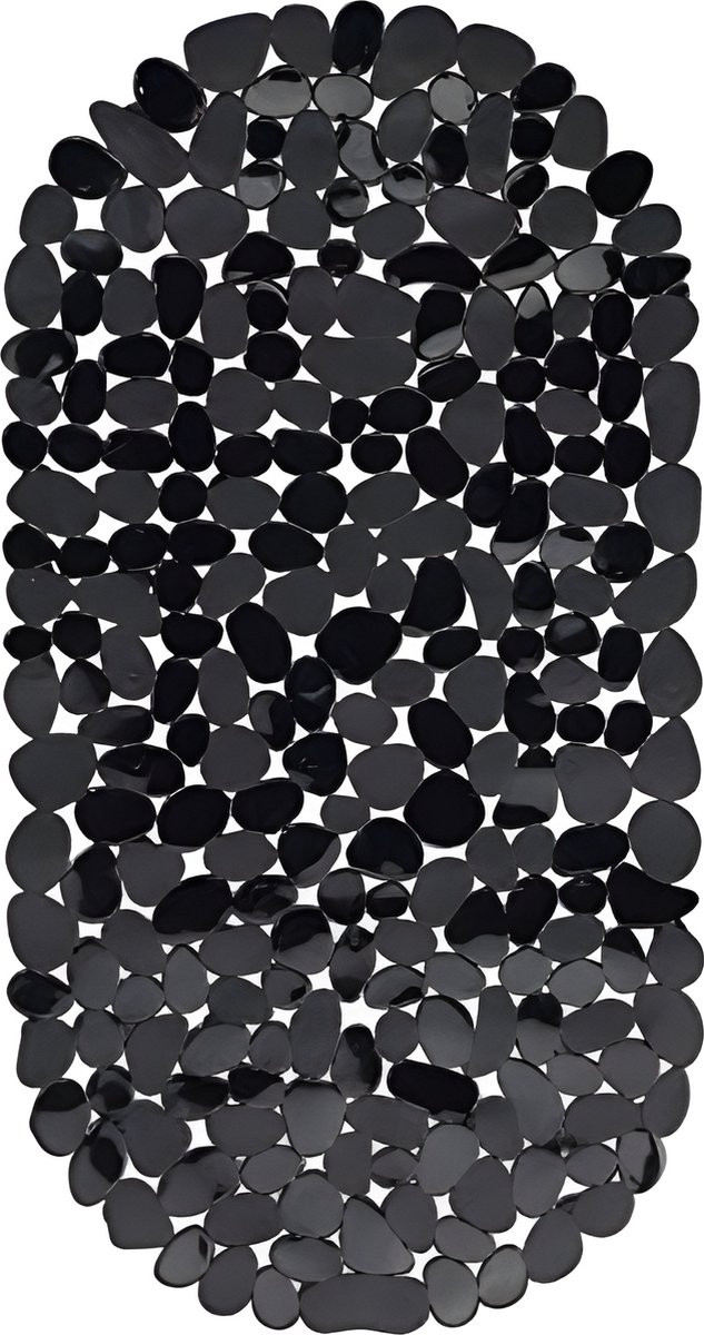 PolkaHome anti-slip badmat voor in bad - Ovaal - Zwart - 36 x 68 cm