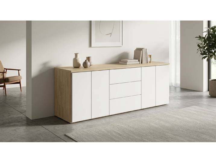 Elegantes Sideboard Eiche Weiß geölt