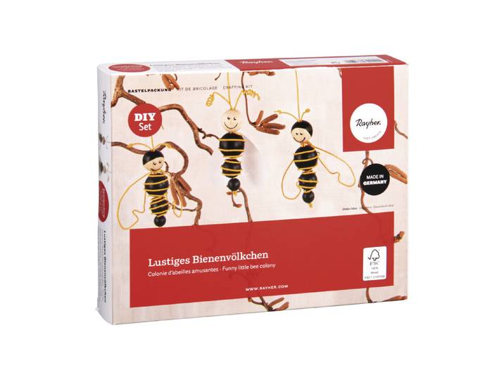 BP Lustiges Bienenvölkchen, FSC 100%, aus Rohholzkugeln, Set 6Stück