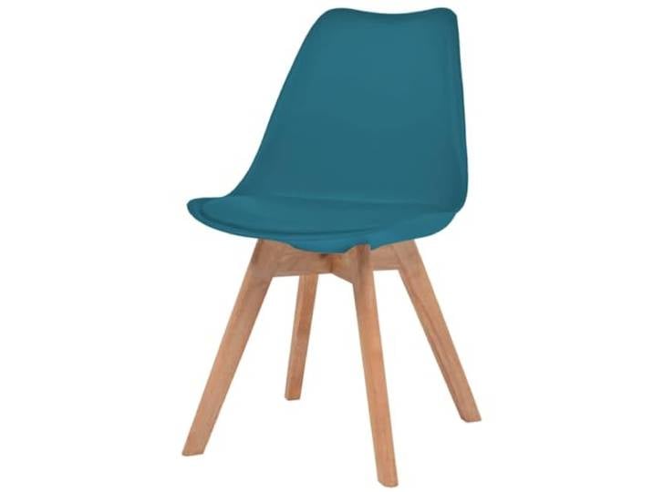 POUFGDR Esszimmerstühle, Türkis, Kunststoff, 2 Stück Ergonomischer Sitz, gebogene Rückenlehne, Kissen aus Kunstleder, Füße aus Massivholz, einfache Montage